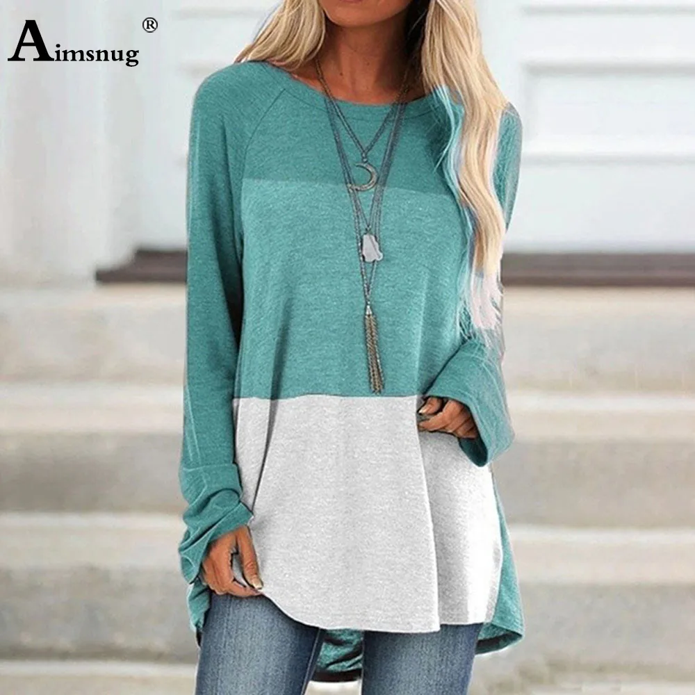 

Plus size 4xl 5xl Women Patchwork Tops Clothing Long Sleeve Female T-Shirt 2021 Spring Autumn New Casual Loose Ladies Tees Shirt