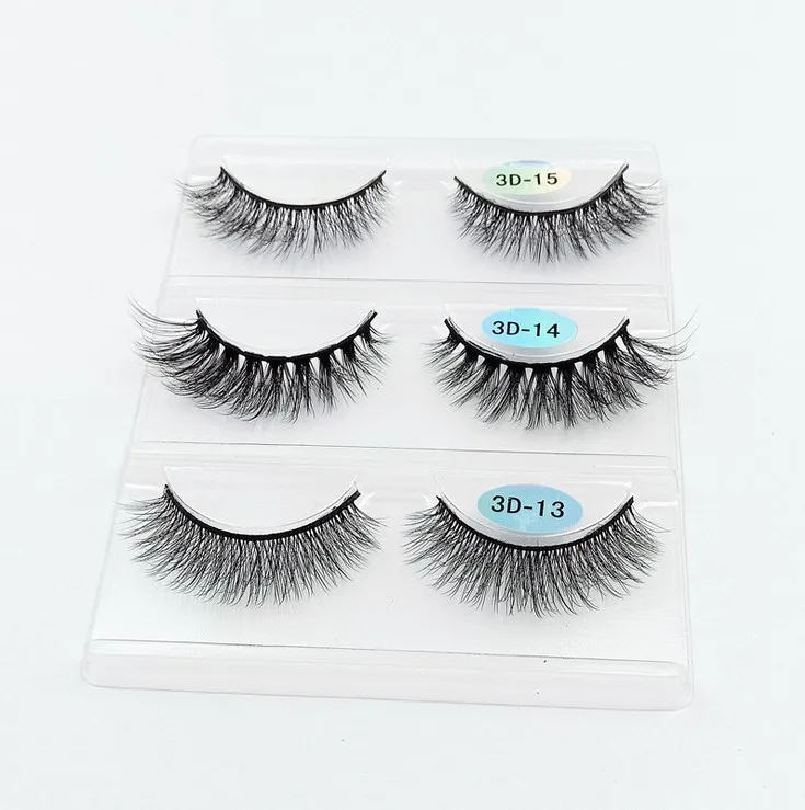3 пары ручной работы 3d норковые ресницы короткие накладные крест грязные толстые