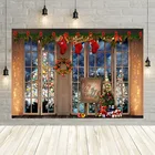 Декоративный фон Avezano с рождественскими мотивами, деревянная дверь, окно, зимнее звездное небо, снежинка, Блестящее дерево, фон для фотосъемки