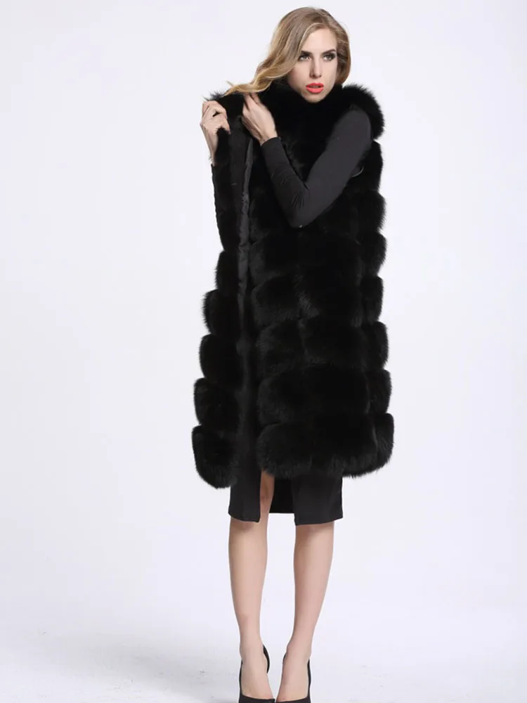 Woman Fur Faux Jacket Long Fluffy Coat 2021 Winter Street Fashion Fluffy Cardigan Biker Leather Vest Luxury Sleeveless Russian