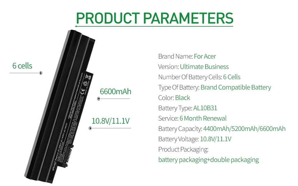 Apexway черный 111 В Аккумулятор для ноутбука acer Aspire AL10A31 AL10B31 AL10G31 один 522 D255 722 D257 D255E D260 D270 AOD255 AOD260