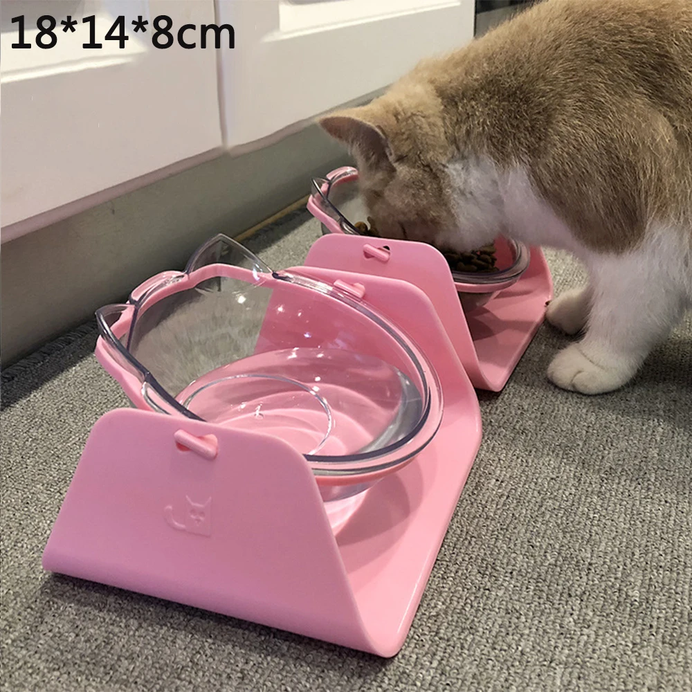 pink Миска для собак из нержавеющей стали, двойные миски для домашних животных, кормушка для собак, щенков, кошек, миски для кормления, защита от брызг - Цвет: pink