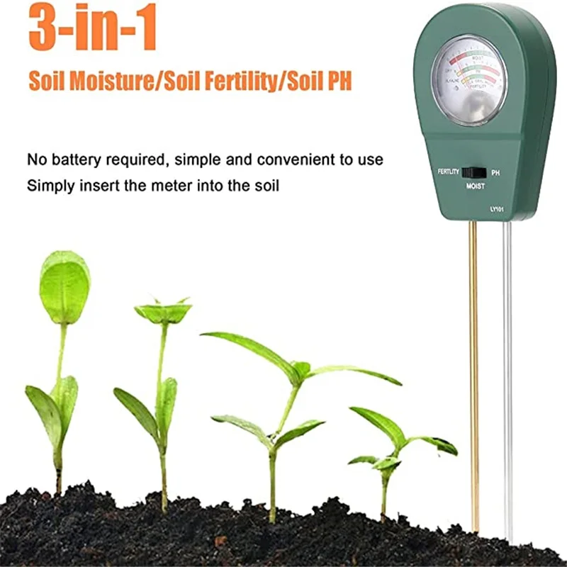

Soil Moisture Fertility Tester 3 In 1 Soil pH Meter Soil Detector Garden Soil Moisture Sensor Gardening Tool Medidor De Ph
