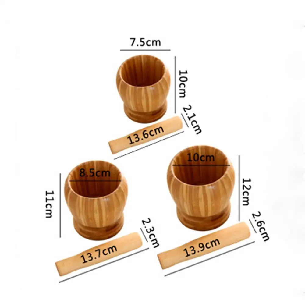 

HOT SALES!!! Wooden Garlic Masher Bowl Mashing Crushing Jar Mortar Pestle Set Kitchen Tool