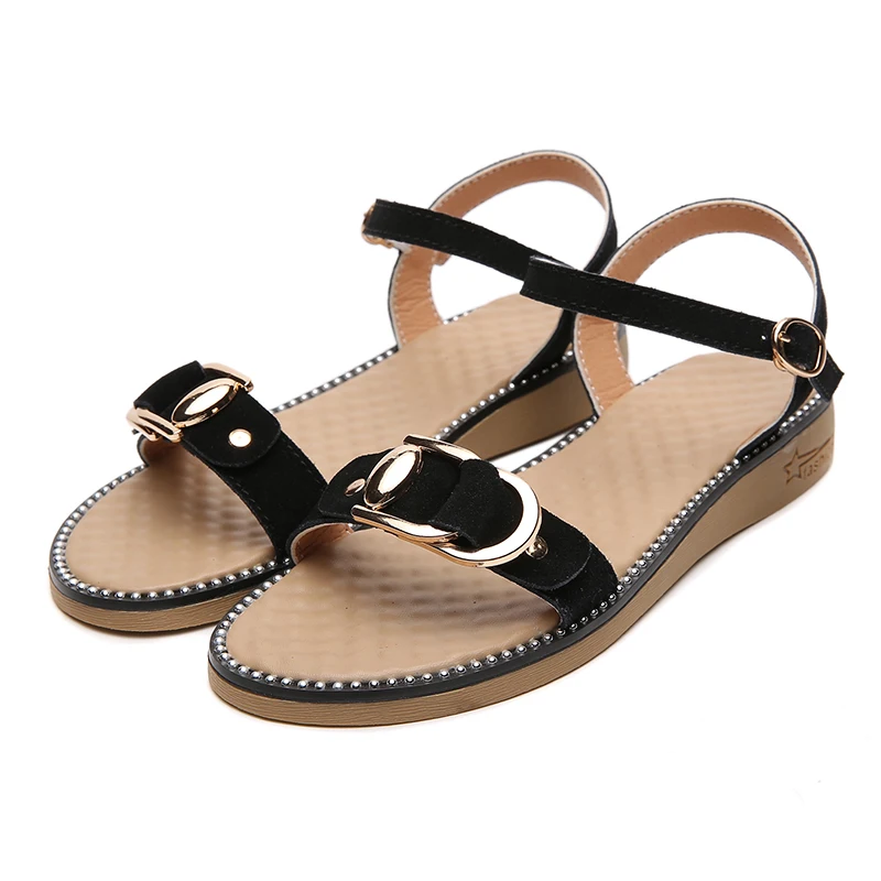 2019 Summer women sandals black gold flat Sandals rubber beach flip flops ladies heel gladiator |
