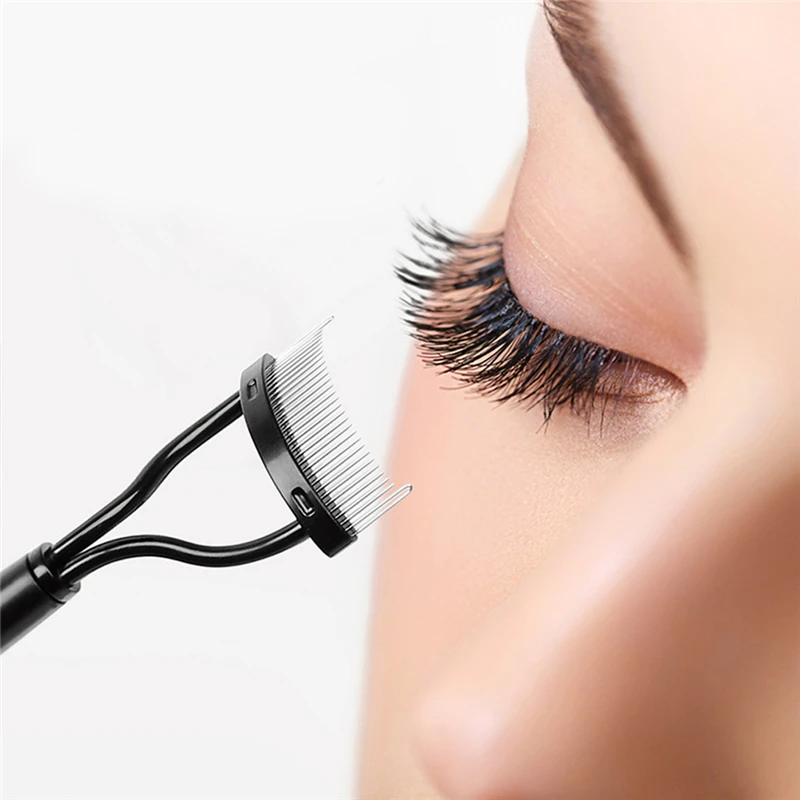 1pcs Eyelash Curler Black Eye Cleaner Lash Separator Foldable Metal Eyelash Brush Comb Mascara Curl Beauty Makeup Cosmetic Tool