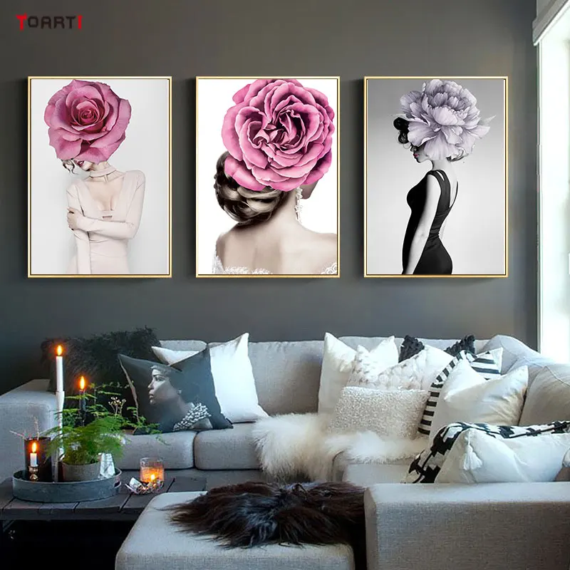 Постер с цветочным принтом для женщин цветной пион Картина на холсте гостиной