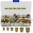 100 шт. Новинка M456810 вставка с резьбовым шестигранным хвостовиком фиксирующие деревянные винтовые вставки гайки набор винтов набор Медь гайки и болты ассортимент