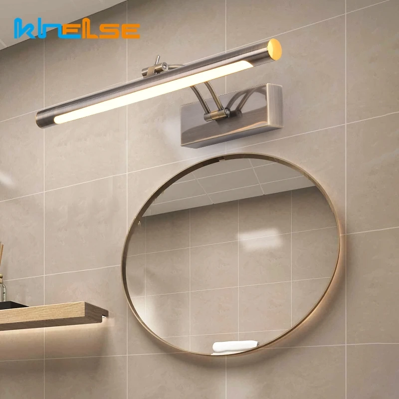 

Modern LED Bathroom Wall Lamp With Switch Waterproof L40/55C Mirror Sconces Vanity Stainless Steel Wall Lights Fixture AC85-265V