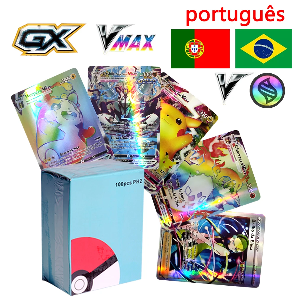 

GX V VMAX Pokemon Cards in Portuguese Celebrations EVS Holographic Playing Game Card Kids Colloctions Children Português Toy