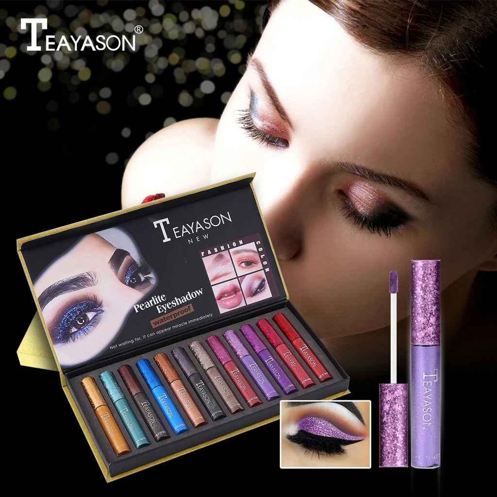 

12PCS Waterproof Eye Gloss Makeup Set Long Lasting Metallic Glitter Eyeliner