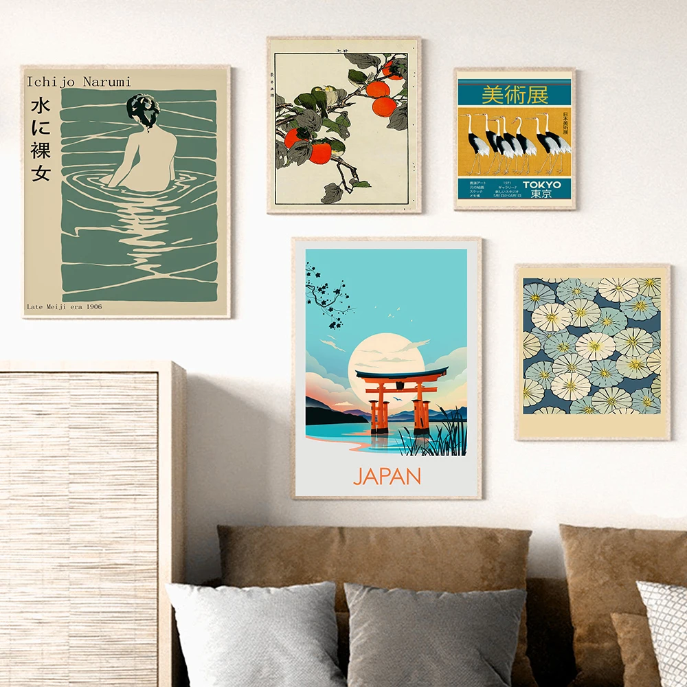 Японская дорожная холщовая живопись Katsushika плакат Hokusai рисунок Yayoi Ретро
