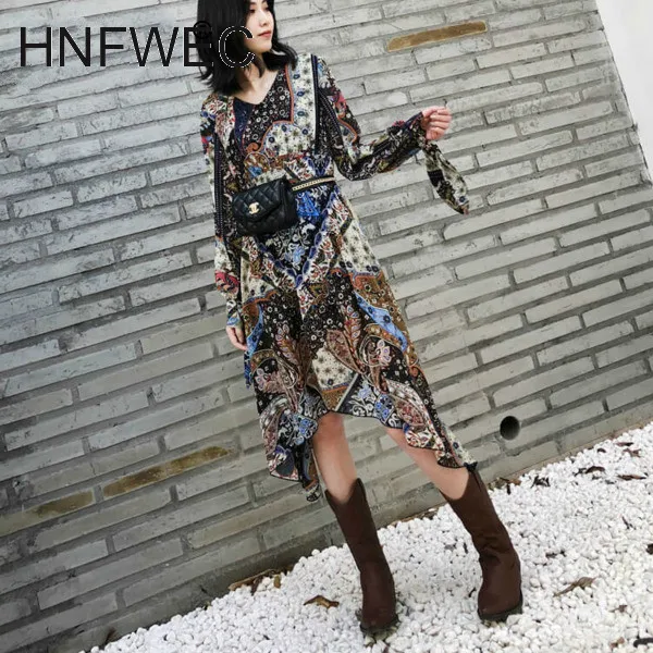 Женское асимметричное платье с отложным воротником и леопардовым принтом W050