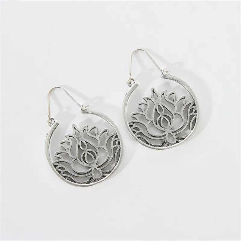 Женские серьги кольца adolph модные серебряные Lotus Винтажные дешевые круглые