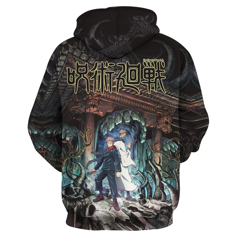 

Jujutsu Kaisen Cosplay Costume Sweater Jacket with Hat Printing Coat Sweater Anime Adult Couple COS Apparel Christmas Halloween
