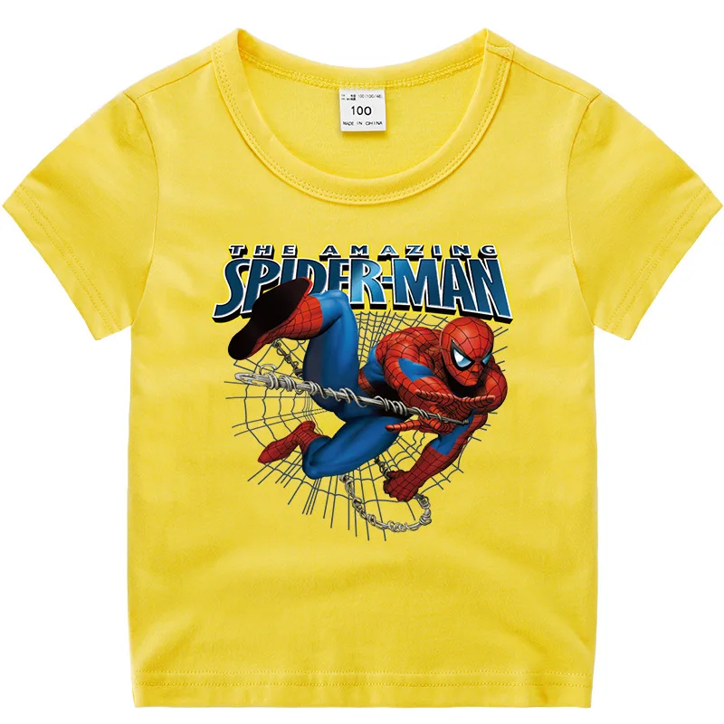 Футболка для мальчиков и девочек из 2021 хлопка с героями мультфильмов Марвел 100% |