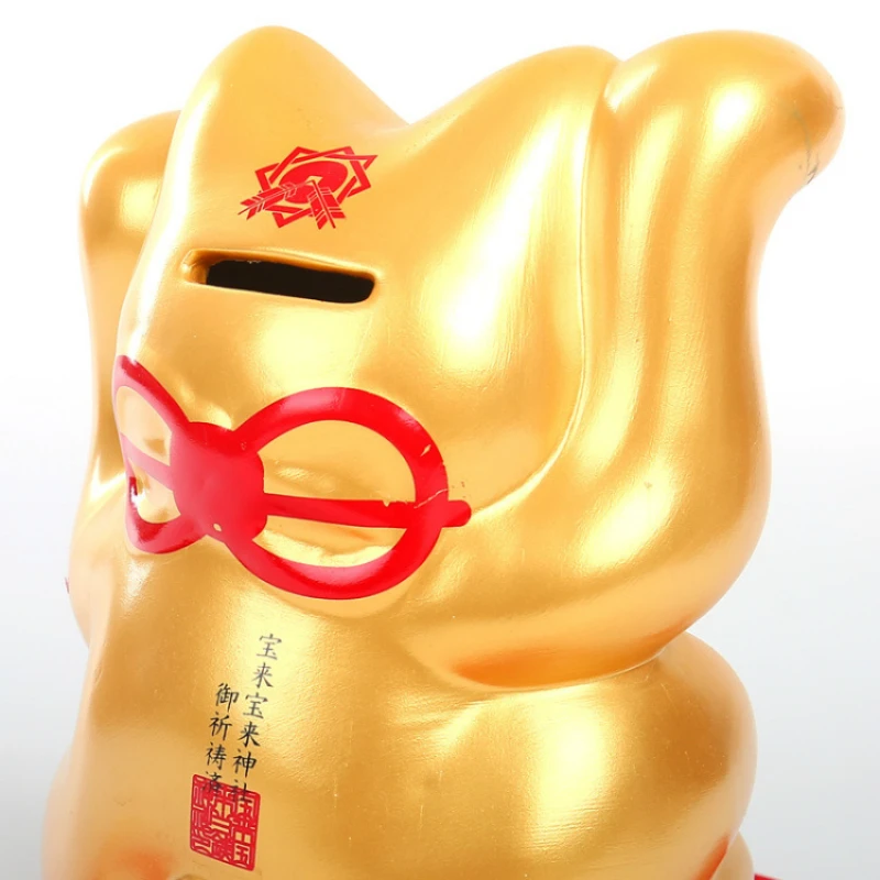 

Master Blessed Lucky Cat Big Golden Ceramic Both Hands 4 Wealth and Health Japan Fortune Orient Decoration New Year Gift Office