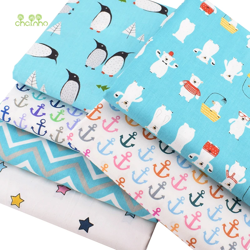 Chainho 6 шт./лот Новый Медведь &amp Пингвин серия саржевая хлопчатобумажная ткань