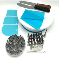 63 pieces mounting turntable kit with mouth spatula scraper and nail decorating tip sets plastic silicone molds