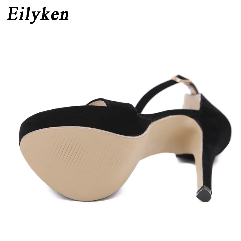Eilyken Босоножки на платформе и высоком каблуке; женские летние вечерние туфли на шпильке с открытым носком; пикантные черные босоножки с ремешком на щиколотке; размер 42