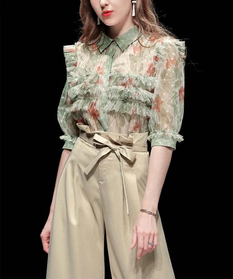 Европейский стиль женские комплекты отложной воротник половина рукава