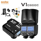 Вспышка Godox V1 TTL 18000s HSS, литиевая батарея 2600 мАч, триггер для вспышки Speedlite AK-R1 X2T для Canon, Nikon, Sony, Fujifilm, Olympus