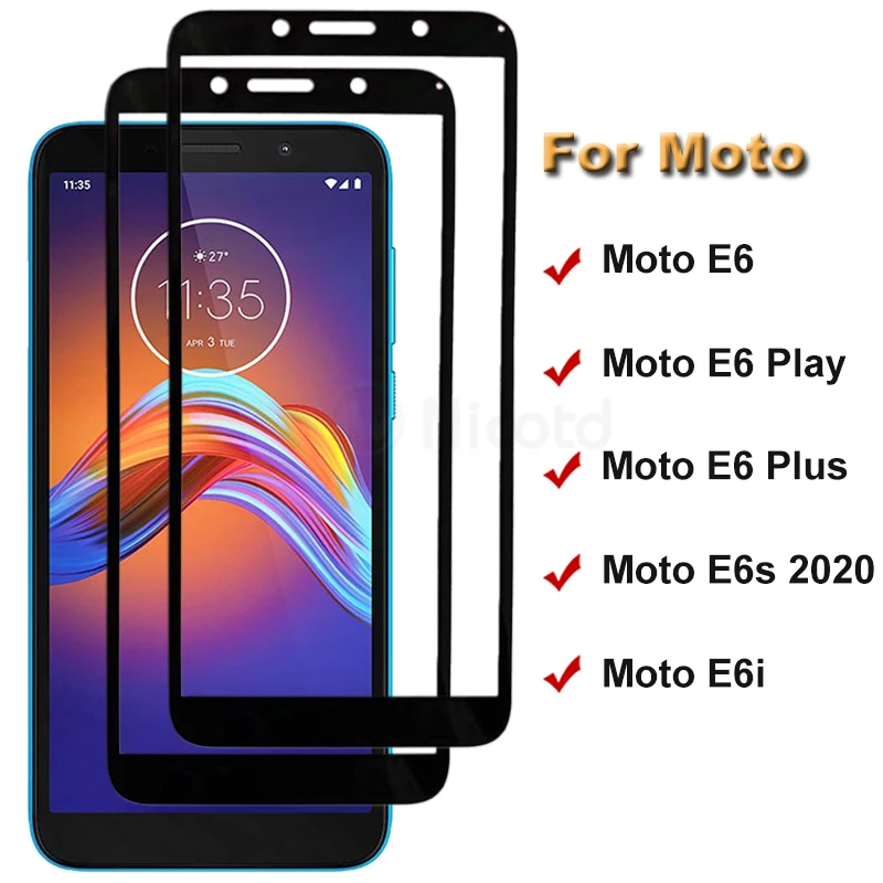 Закаленное защитное стекло с полным покрытием для Motorola Moto E6 Play Plus - купить по