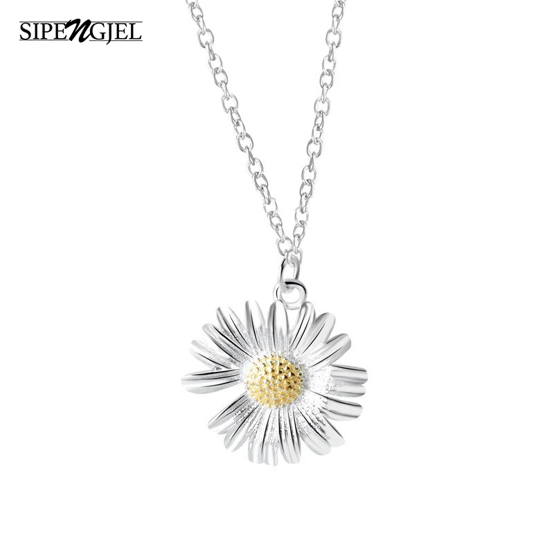 

Fashion Flower Necklace Silver Color Chain Lifelike Plant Necklace For Women Men Gift Jewelry 2020