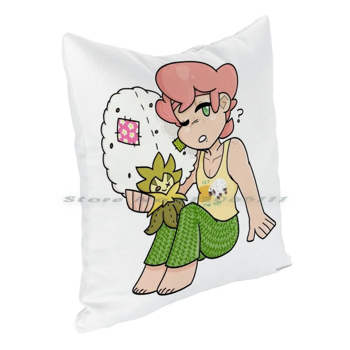 Sleepy Milo With Eldegoss Plushie Pillow Case Throw Cover Cotton Linen Flax Sword And Shield Gym Leader |
