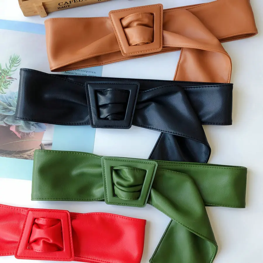 Женский модный широкий ремень из мягкой искусственной кожи Подиумные брендовые