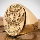 Классическое винтажное мужское позолоченное кольцо, значок с семейной печатью двойного джентльмена, двуглавый орел, ювелирные изделия, Подарок на юбилей