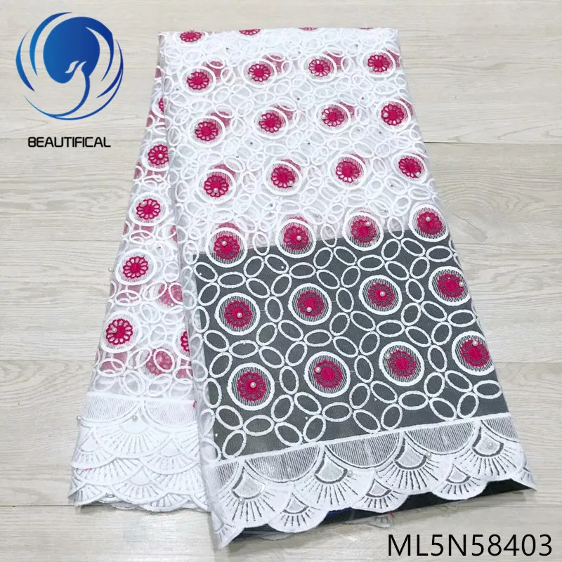 Красивая африканская кружевная ткань новинка 2019 Кружевное белое Сетчатое