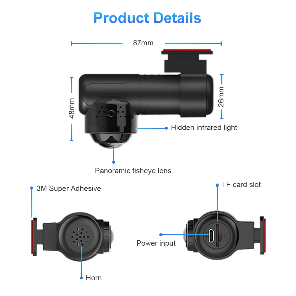 저렴한 콜 카도트 무선 와이파이 듀얼 카메라 4K 뷰 자동차 알람 대시 캠 DVR 자동차 블랙 박스, 드롭 배송