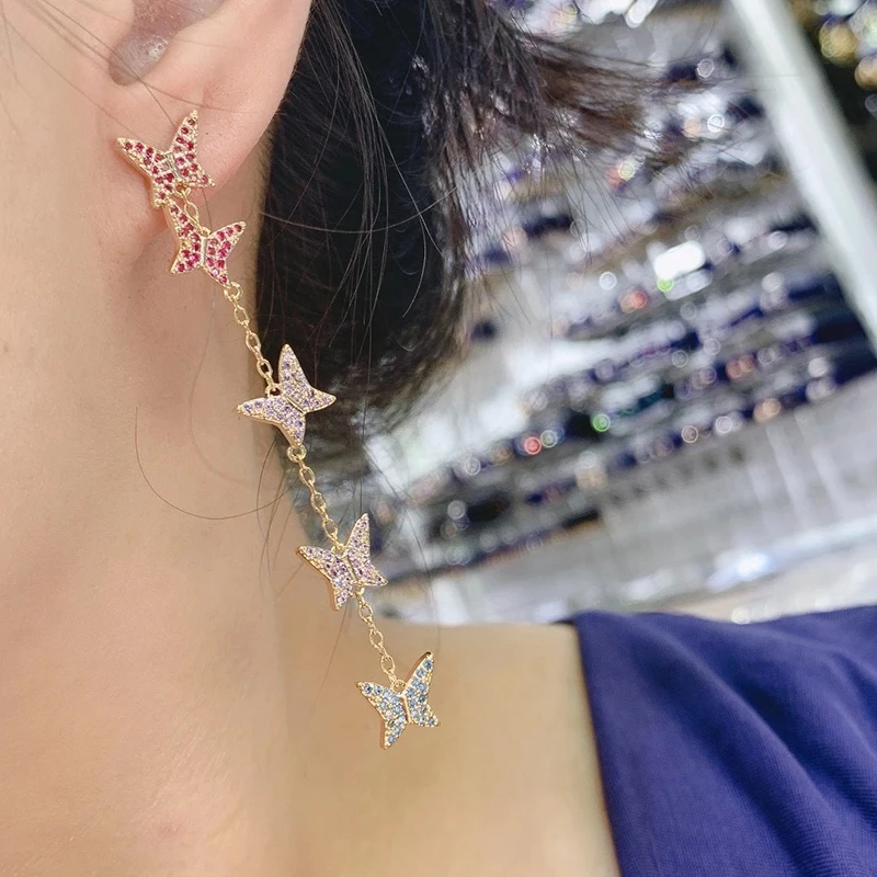 

Sweet butterfly tassel earrings 210320-07