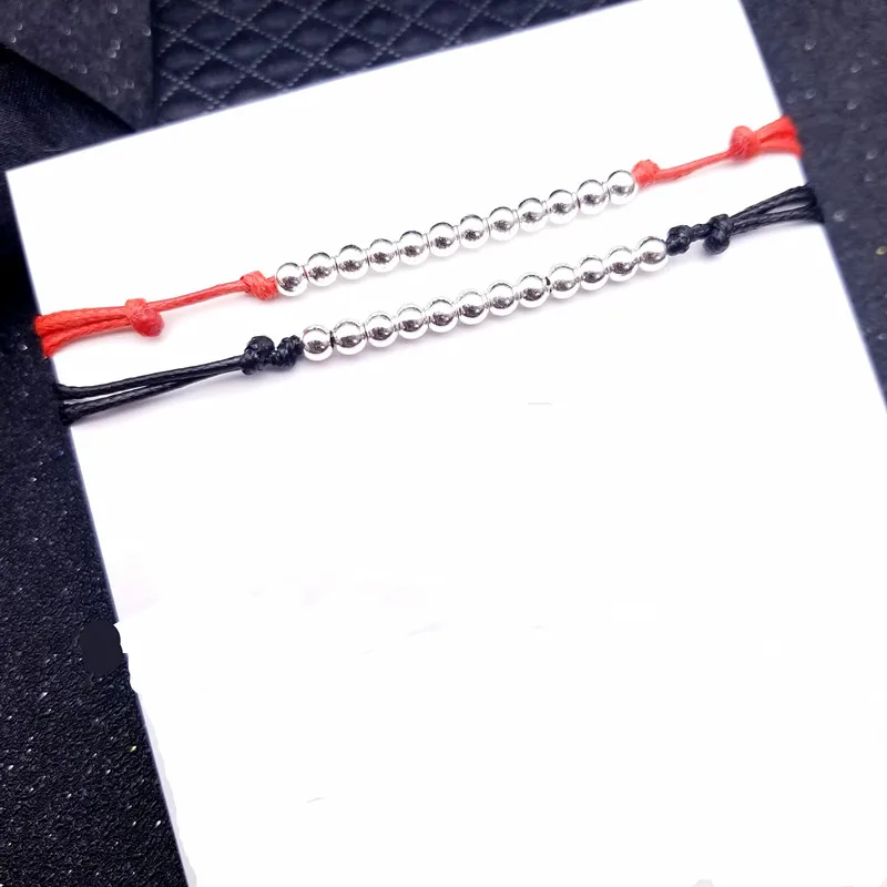 Браслет на лодыжку Женский из серебра 925 пробы с бусинами красный черный |