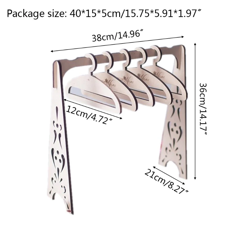 

Handmade Doll Toy Wooden Clothes Rack Garment Organizer Hangers for Dolls Handbag Clothes Furniture Accessory