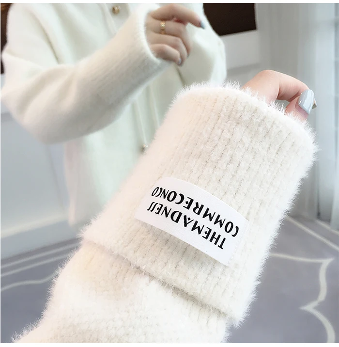Surmiitro Mink Cashmere Knitted Hoodies Women Autumn Winter Korean Kpop Long Sleeve Hooded Sweatshirt Female Pullover Blue