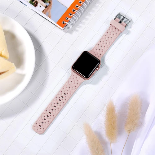 Силиконовый ремешок для apple watch 5 ремешок 44 мм 40 мм iwatch ремешок 42 мм 38 мм тканый узор ремешок для часов apple watch браслет 4 3 2 1 - Цвет ремешка: B-11