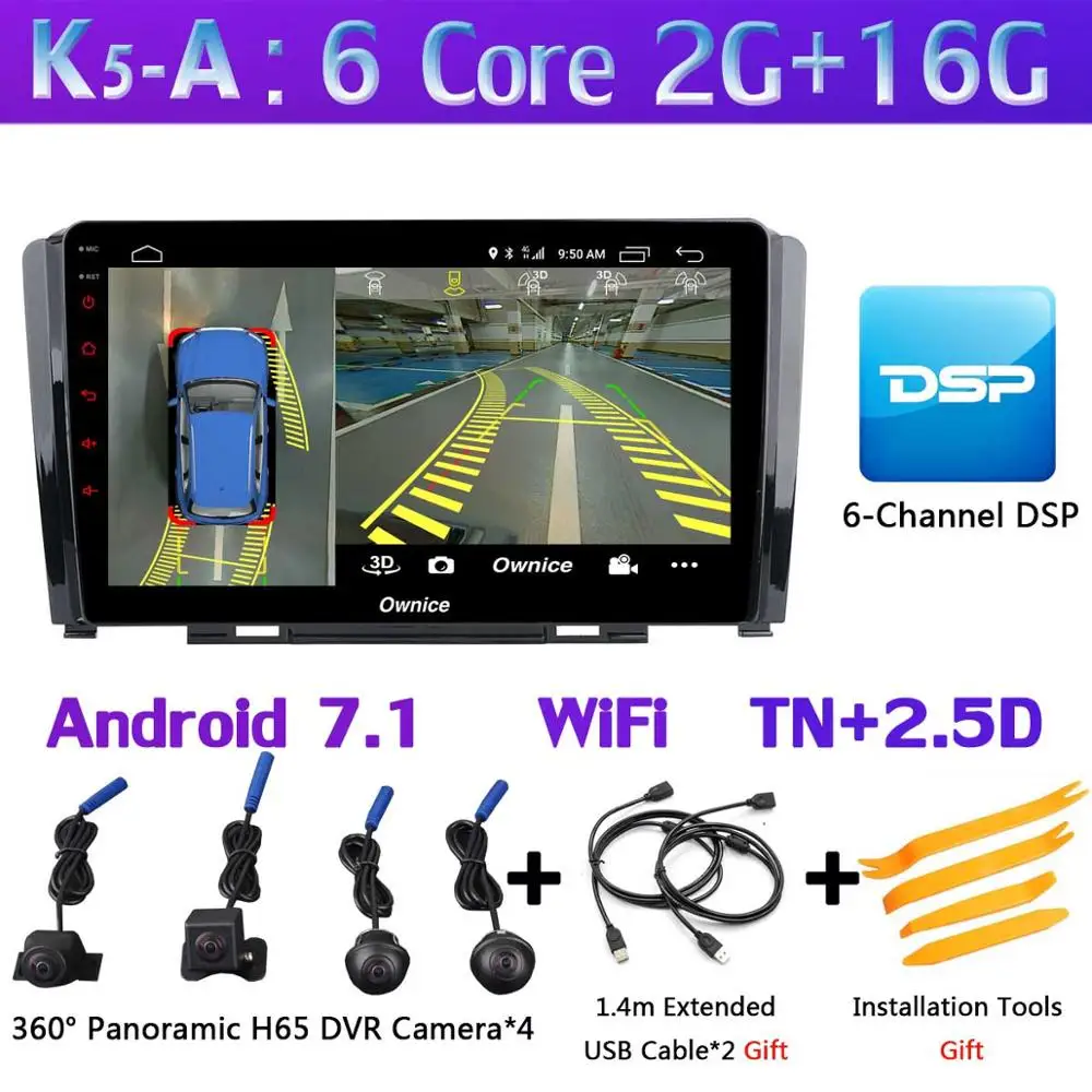 K5-A Ownice K1 K3 K5 K6 автомобильный dvd-плеер для Great Wall Hover Haval H6 2009- Автомобильный gps Радио DSP CarPlay стерео 360 ° панорамный - Цвет: K5-A