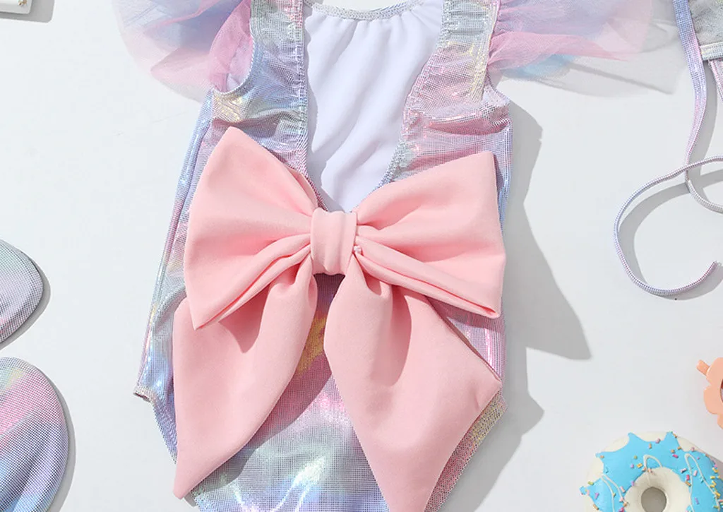 Летний купальный костюм с блестками и оборками для маленьких девочек Купальник