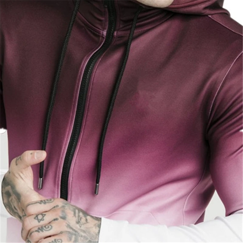 

Men gradient Hoodies Sweatshirts Autumn Winter Men's Gyms Hoodie Clothes Bodybuilding Sweatshirt Pullover Casual Sportwear Tops