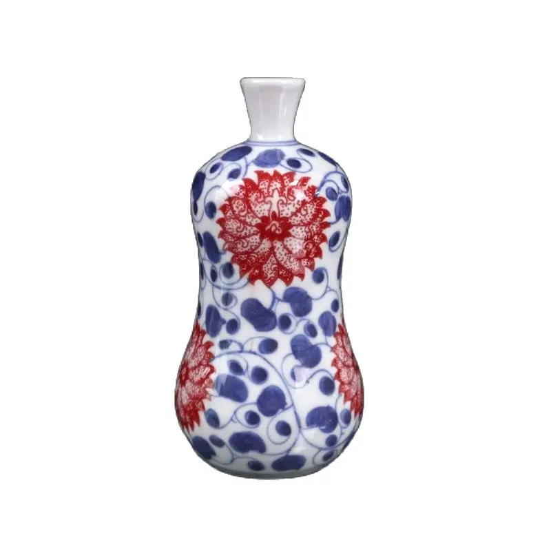 

Chinese Old Porcelain Blue And White Underglaze Red Lotus Vase