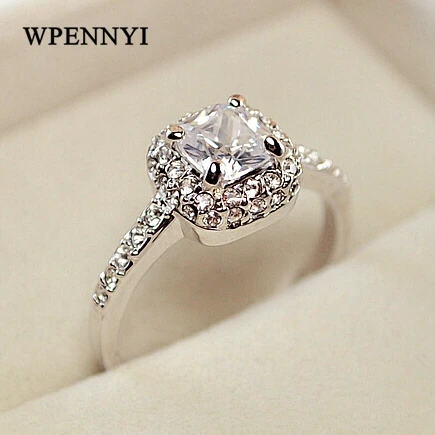 Классический серебристый цвет высокое качество принцесса квадратный Цирконий