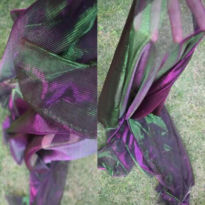 Green Purple Косплей материал вечернее платье ткань металлик мигающий Rridescence волшебный цвет ткани свадебное платье сетка ткань - Цвет: Green Purple