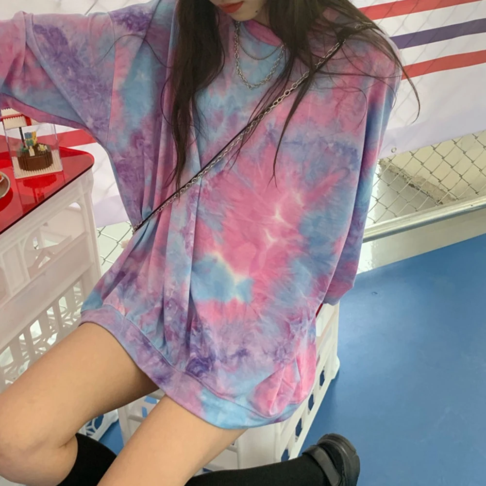 hoodies women Fashion Long Sleeve O Neck Tie Dye Pullover Loose Blouse Sweatshirt Hoodie sweatshirt women winter clothes women