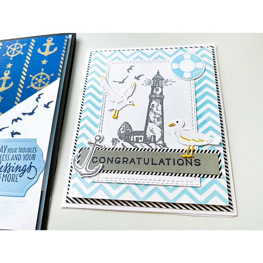 

SAILING HOME Cutting Dies & Stamps Scrapbook Dariy Decoration Stencil Embossing Template DIY Greeting Card Handmade 2021