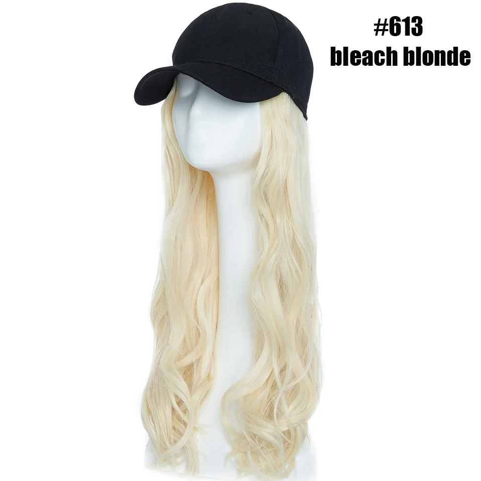 bleach blonde SNOILITE синтетические волосы для наращивания с бейсбольной шляпой, кепкой, бейсболкой с длинными волнистыми волосами, натуральные накладные волосы для женщин - Цвет: bleach blonde