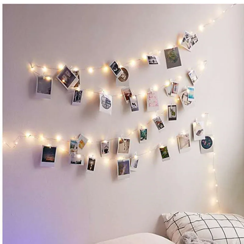 Фото зажимы гирлянды/держатель с переключателем крытые сказочные гирлянды для