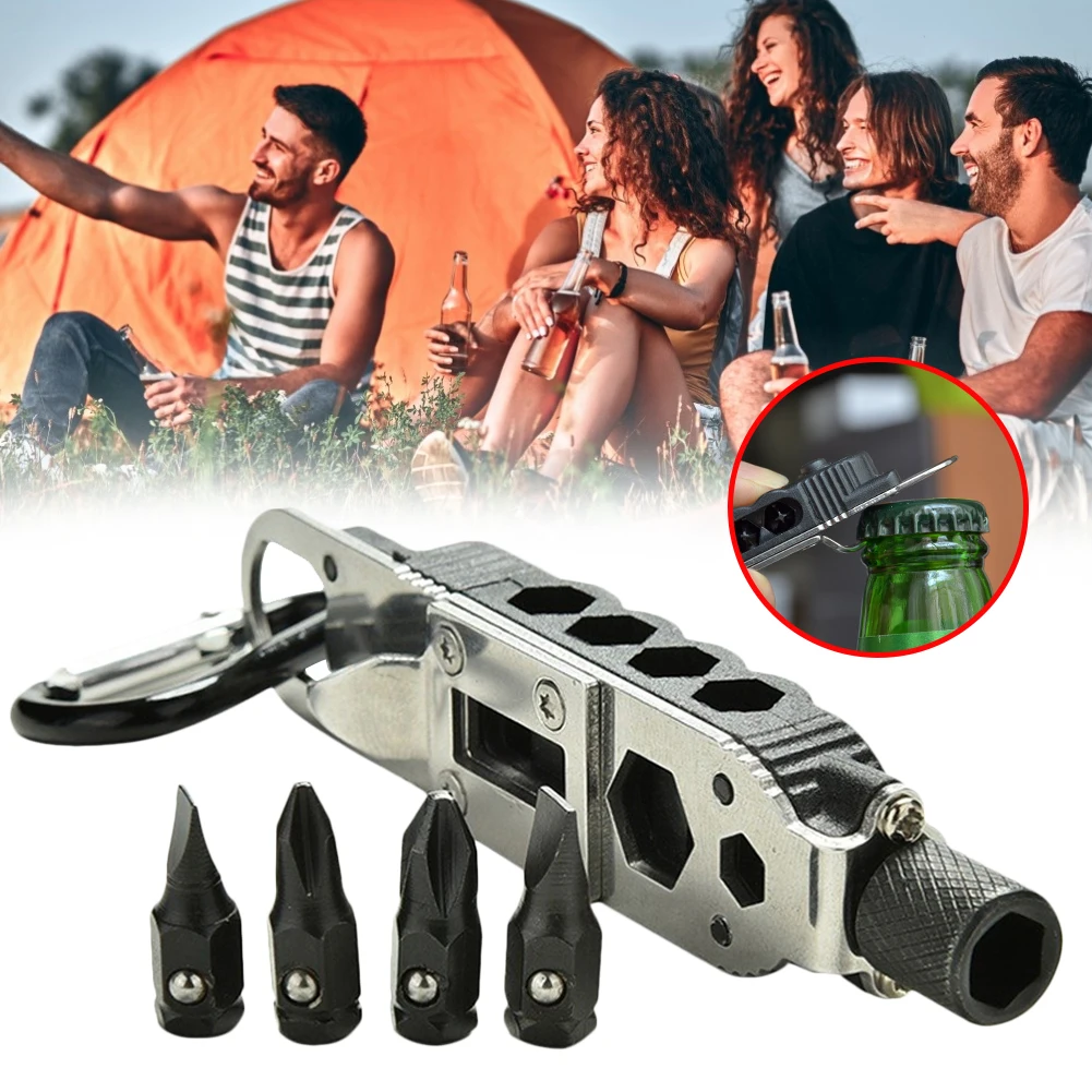 

Portable Mini Screwdriver Multifunctional Keychain EDC Camping Corkscrew Stainless Steel Pocket Tools For Wilderness Survival