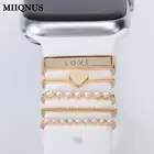 Металлические подвески, декоративное кольцо для Apple Watch, ремешок с алмазным орнаментом, силиконовый ремешок для умных часов, аксессуары для iwatch, браслет